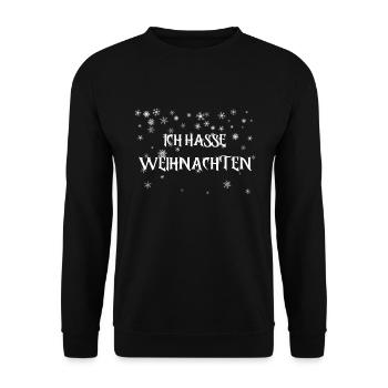 Ich hasse Weihnachten Geschenke Feiertage - Unisex Pullover - Schwarz - Vorne - Alina (178cm) & Michal (187cm)