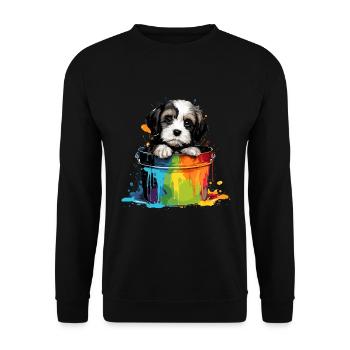 Dalmatiner Niedlicher Hund Farbeimer - Unisex Pullover - Schwarz - Vorne - Alina (178cm) & Michal (187cm)