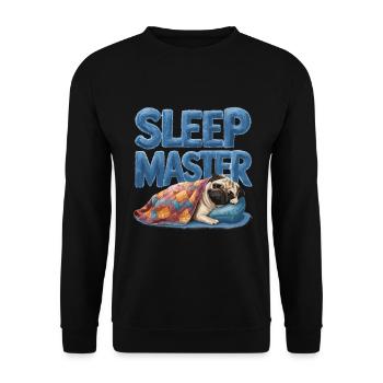 Schlafmeister Schnarchen Mops Niedlicher Hund - Unisex Pullover - Schwarz - Vorne - Alina (178cm) & Michal (187cm)