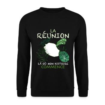 Ile De La Réunion Mon Histoire Cadeau Femme Homme - Sweat-shirt Unisexe - noir - Devant - Alina (178cm) & Michal (187cm)