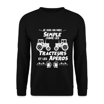 Tracteurs Sympas les aperos Seront Cool Cadeau - Sweat-shirt Unisexe - noir - Devant - Alina (178cm) & Michal (187cm)