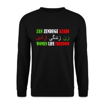 women life freedom Zan zendegi azadi - Unisex Pullover - Schwarz - Vorne - Alina (178cm) & Michal (187cm)