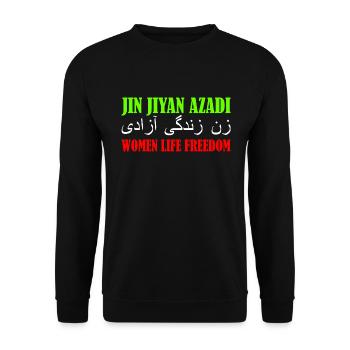 jin jiyan azadi women life freedom - Sweat-shirt Unisexe - noir - Devant - Alina (178cm) & Michal (187cm)