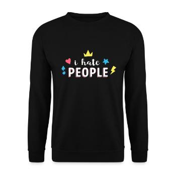 Ich hasse Menschen - Unisex Pullover - Schwarz - Vorne - Alina (178cm) & Michal (187cm)