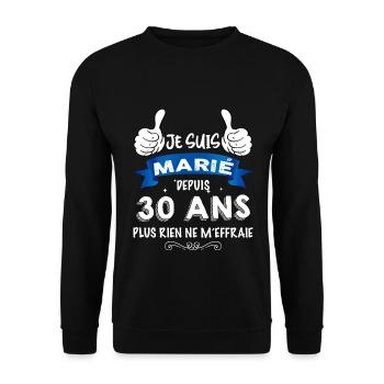 Maraige Depuis 30 Ans Idée Cadeau Epoux - Sweat-shirt Unisexe - noir - Devant - Alina (178cm) & Michal (187cm)