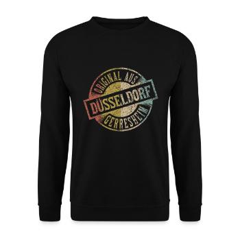original aus Düsseldorf Gerresheim Retro Design - Unisex Pullover - Schwarz - Vorne - Alina (178cm) & Michal (187cm)