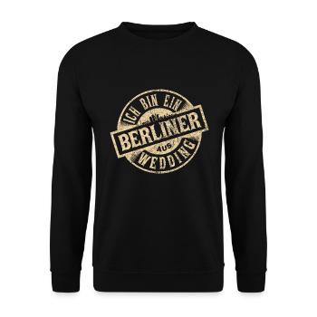 Ich bin ein Berliner aus Berlin Wedding - Unisex Pullover - Schwarz - Vorne - Alina (178cm) & Michal (187cm)