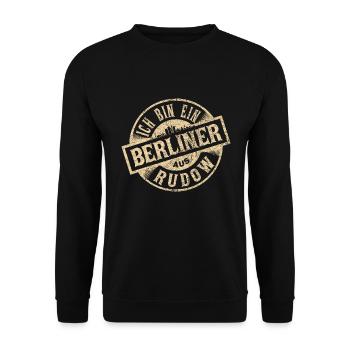Ich bin ein Berliner aus Berlin Rudow - Unisex Pullover - Schwarz - Vorne - Alina (178cm) & Michal (187cm)