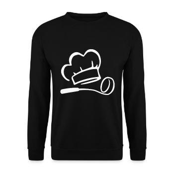 Kochmütze Kochlöffel Koch Kochkunst Kochen - Unisex Pullover - Schwarz - Vorne - Alina (178cm) & Michal (187cm)