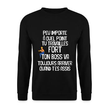 Chantier, Construction, Bâtiment Humour Homme - Sweat-shirt Unisexe - noir - Devant - Alina (178cm) & Michal (187cm)