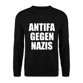 Antifa gegen nazis - Unisex Pullover - Schwarz - Vorne - Alina (178cm) & Michal (187cm)