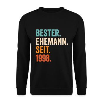 Bester Ehemann Seit 1998 23. Hochzeitstag 23 Jahre - Unisex Pullover - Schwarz - Vorne - Alina (178cm) & Michal (187cm)