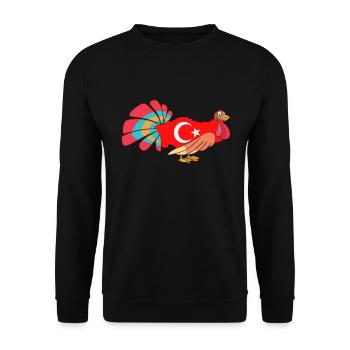 Lustiger Turkey Truthahn - Unisex Pullover - Schwarz - Vorne - Alina (178cm) & Michal (187cm)