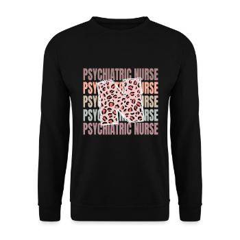 Life of psychiatric nurse Leopard - Unisex Sweatshirt - black - Front - Alina (178cm) & Michal (187cm)