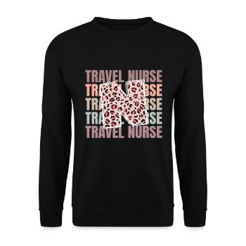 Leopard Travel Nurse Life - Unisex Sweatshirt - black - Front - Alina (178cm) & Michal (187cm)
