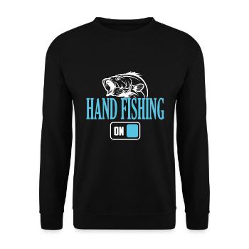 Fischer-Handangelmodus Ein - Unisex Pullover - Schwarz - Vorne - Alina (178cm) & Michal (187cm)
