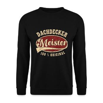 Dachdecker Meister 100 % original retro - Unisex Pullover - Schwarz - Vorne - Alina (178cm) & Michal (187cm)
