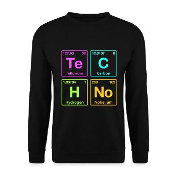 Techno Rave Electro Raver Chemie Periodensystem - Unisex Pullover - Schwarz - Vorne - Alina (178cm) & Michal (187cm)