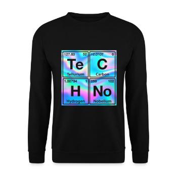 Techno Rave Electro Raver Chemie Periodensystem - Unisex Pullover - Schwarz - Vorne - Alina (178cm) & Michal (187cm)