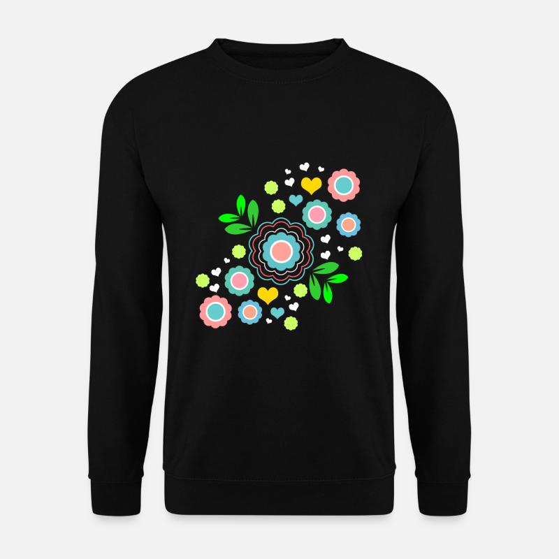 Flower Hippie buntes Blumenmuster - Unisex Pullover - Schwarz