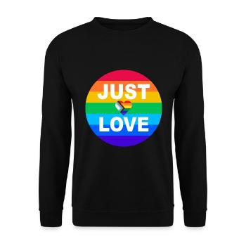 Just Love LGBTQ Regenbogen CSD Gay Pride Herz - Unisex Pullover - Schwarz - Vorne - Alina (178cm) & Michal (187cm)