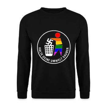 Gegen rechts - halte deine umwelt sauber - Unisex Pullover - Schwarz - Vorne - Alina (178cm) & Michal (187cm)
