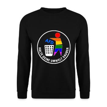 Fck afd - halte deine umwelt sauber - Unisex Pullover - Schwarz - Vorne - Alina (178cm) & Michal (187cm)