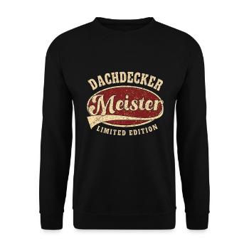 Dachdecker Meister limitet edition retro - Unisex Pullover - Schwarz - Vorne - Alina (178cm) & Michal (187cm)