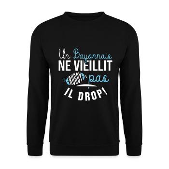 Ruby bayonne anniversaire supporter bayonnais - Sweat-shirt Unisexe - noir - Devant - Alina (178cm) & Michal (187cm)