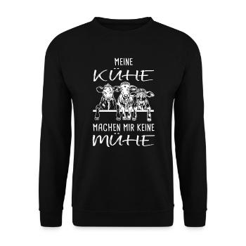 Kühe Viehzucht Landwirt Milchwirtschaft Spruch - Unisex Pullover - Schwarz - Vorne - Alina (178cm) & Michal (187cm)