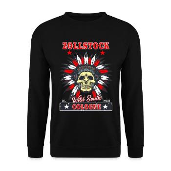 Zollstock Cologne T-Shirt for the South of Cologne Fan - Unisex Sweatshirt - black - Front - Alina (178cm) & Michal (187cm)