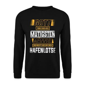Hafenlotse, einer der mutigsten Männder der Welt - Unisex Pullover - Schwarz - Vorne - Alina (178cm) & Michal (187cm)