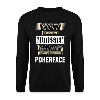 Pokerface die mutigsten Männer der Welt T-Shirt - Unisex Pullover - Schwarz - Vorne - Alina (178cm) & Michal (187cm)