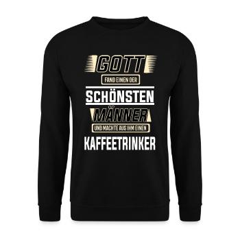 Kaffeetrinker, einer der schönsten Männer der Welt - Unisex Pullover - Schwarz - Vorne - Alina (178cm) & Michal (187cm)