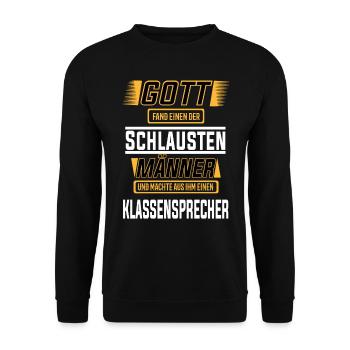Klassensprecher einer der schlausten Männer - Unisex Pullover - Schwarz - Vorne - Alina (178cm) & Michal (187cm)