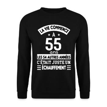 Cadeau anniversaire 55 ans - Sweat-shirt Unisexe - noir - Devant - Alina (178cm) & Michal (187cm)