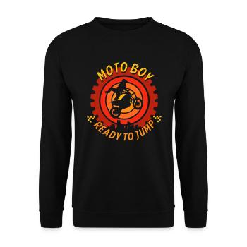 Thème motocross, moto boy. Moto jump, sport. - Sweat-shirt Unisexe - noir - Devant - Alina (178cm) & Michal (187cm)