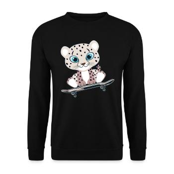Schneeleopard - Unisex Pullover - Schwarz - Vorne - Alina (178cm) & Michal (187cm)