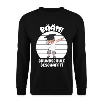 Abschluss 2026 Bääm Abschied Grundschule geschafft - Unisex Pullover - Schwarz - Vorne - Alina (178cm) & Michal (187cm)