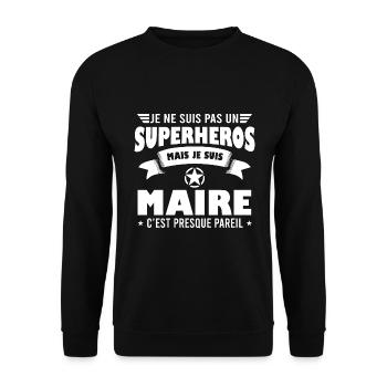 Maire cadeau drôle ville - Sweat-shirt Unisexe - noir - Devant - Alina (178cm) & Michal (187cm)