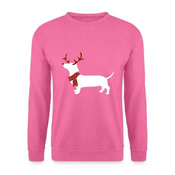 Teckel de Noël Teckel avec des bois - Sweat-shirt Unisexe - rose - Devant