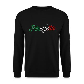 PERE FETTO Geschenkidee Humor Italienischer Papa - Unisex Pullover - Schwarz - Vorne - Alina (178cm) & Michal (187cm)