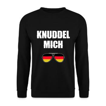 Knuddel Mich Deutsch Kuscheln Sonnenbrille - Unisex Pullover - Schwarz - Vorne - Alina (178cm) & Michal (187cm)