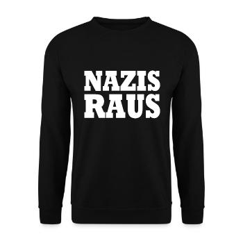 Nazis raus - Unisex Pullover - Schwarz - Vorne - Alina (178cm) & Michal (187cm)