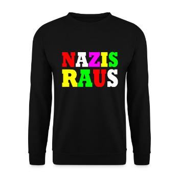 Nazis raus - Unisex Pullover - Schwarz - Vorne - Alina (178cm) & Michal (187cm)