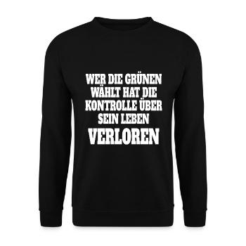 Witze Grüne Die Grünen Habeck Baerbock Partei - Unisex Pullover - Schwarz - Vorne - Alina (178cm) & Michal (187cm)
