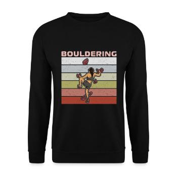 Bouldern Klettern Sportarten Turnhalle Wand - Unisex Pullover - Schwarz - Vorne - Alina (178cm) & Michal (187cm)