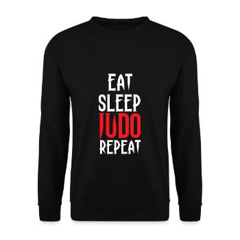 Eat Sleep Judo Repeat - Unisex Pullover - Schwarz - Vorne - Alina (178cm) & Michal (187cm)
