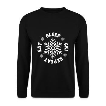 Eat Sleep Ski Repeat - Unisex Sweatshirt - black - Front - Alina (178cm) & Michal (187cm)