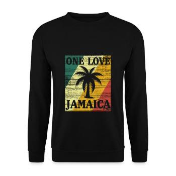one love jamaica retro 4 - Unisex Pullover - Schwarz - Vorne - Alina (178cm) & Michal (187cm)